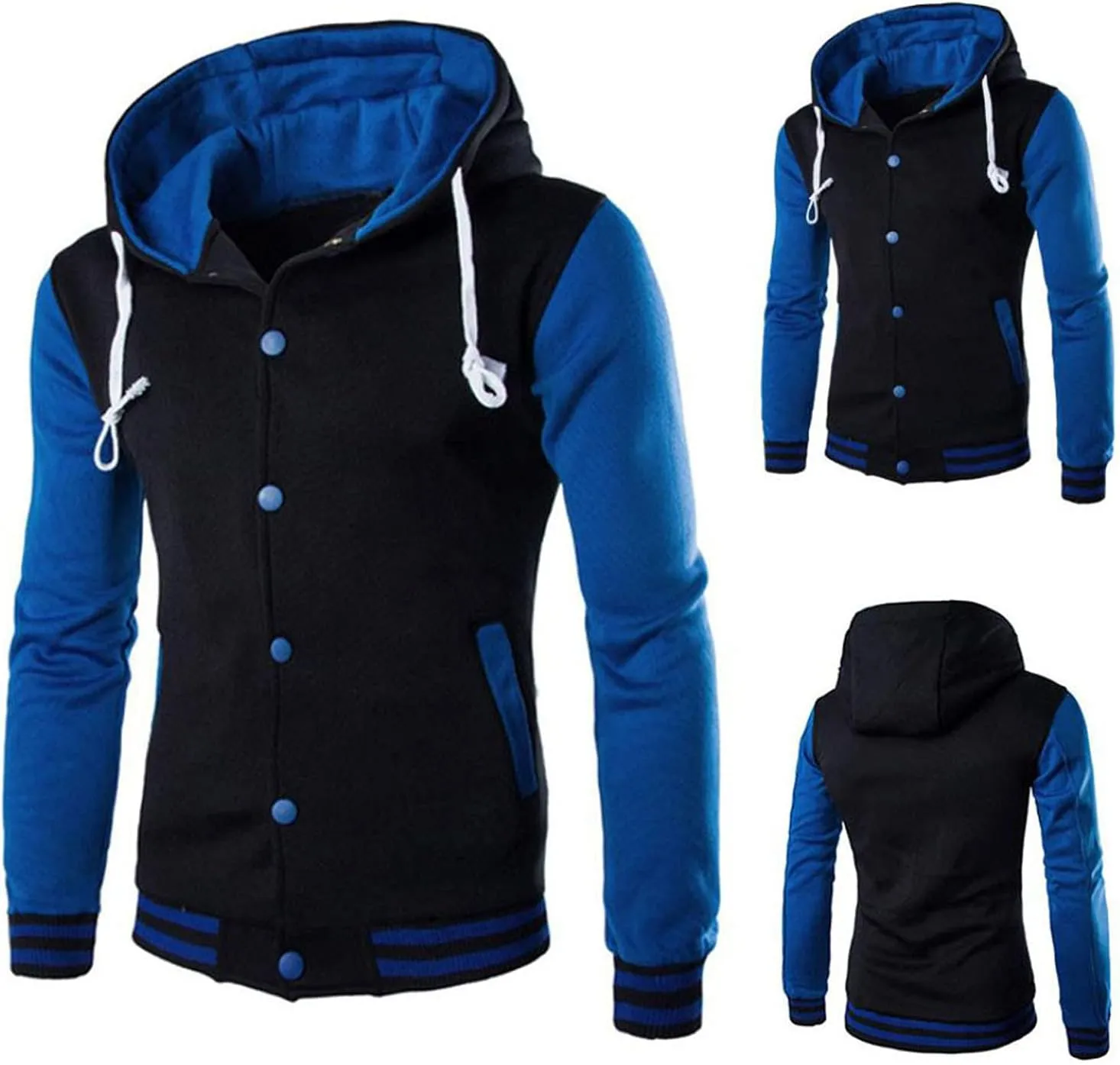 Ymosrh Men's Jackets Casual with Hood Lightweight Varsity Bomber Jacket Coat, S-3XL