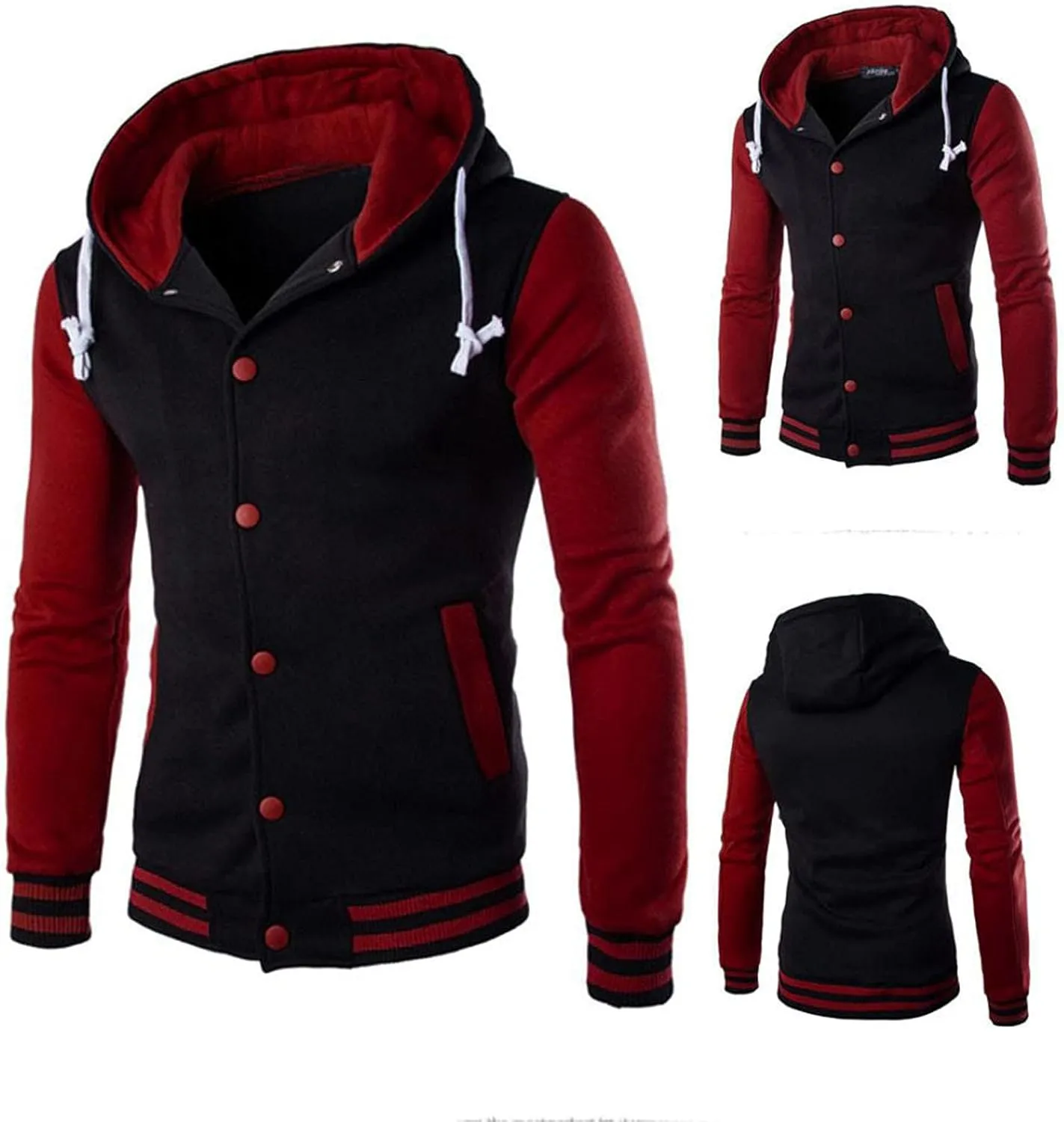 Ymosrh Men's Jackets Casual with Hood Lightweight Varsity Bomber Jacket Coat, S-3XL