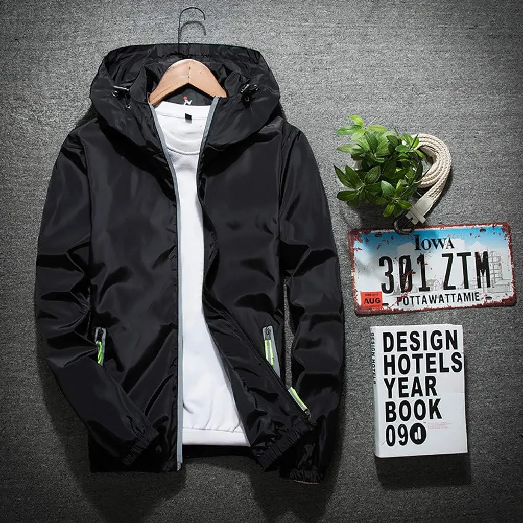 Ymosrh Men's Lightweight Work Jackets Water Resistant Rain Jacket Windproof for Hiking Fishing Running Sportswear, M-7XL