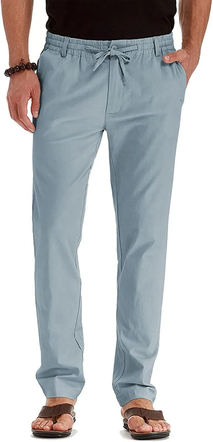 Ymosrh Mens Sweatpants Casual Pants Loose Large Elastic Waist Cotton Versatile Solid Color Sweatpants Jogger Sweats
