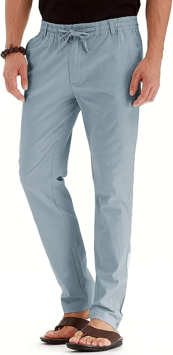 Ymosrh Mens Sweatpants Casual Pants Loose Large Elastic Waist Cotton Versatile Solid Color Sweatpants Jogger Sweats