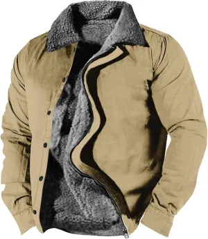 Ymosrh Men's Warm Winter Jackets Casual Sherpa Fleece Lined Jacket Fall Work Coats Casual Jackets, S-5XL