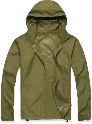 Ymosrh Men's Work Jackets Lightweight Waterproof Windbreaker Rain Jacket Packable with Hood for Hiking Travel, XS-3XL