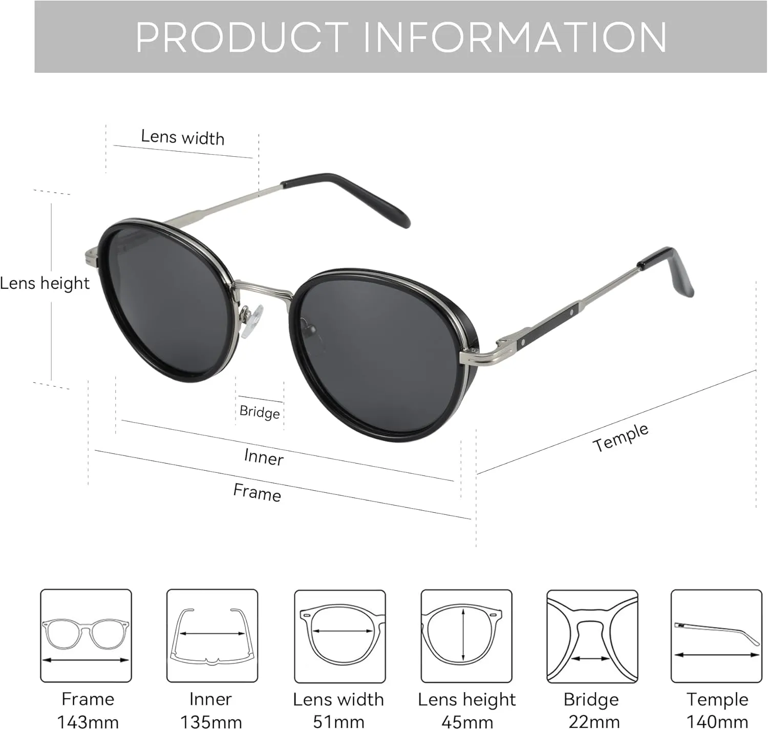 ZENOTTIC Retro Round Polarized Steampunk Sunglasses for Men Women-Circle Vintage Design Metal Frame UV400 Shades