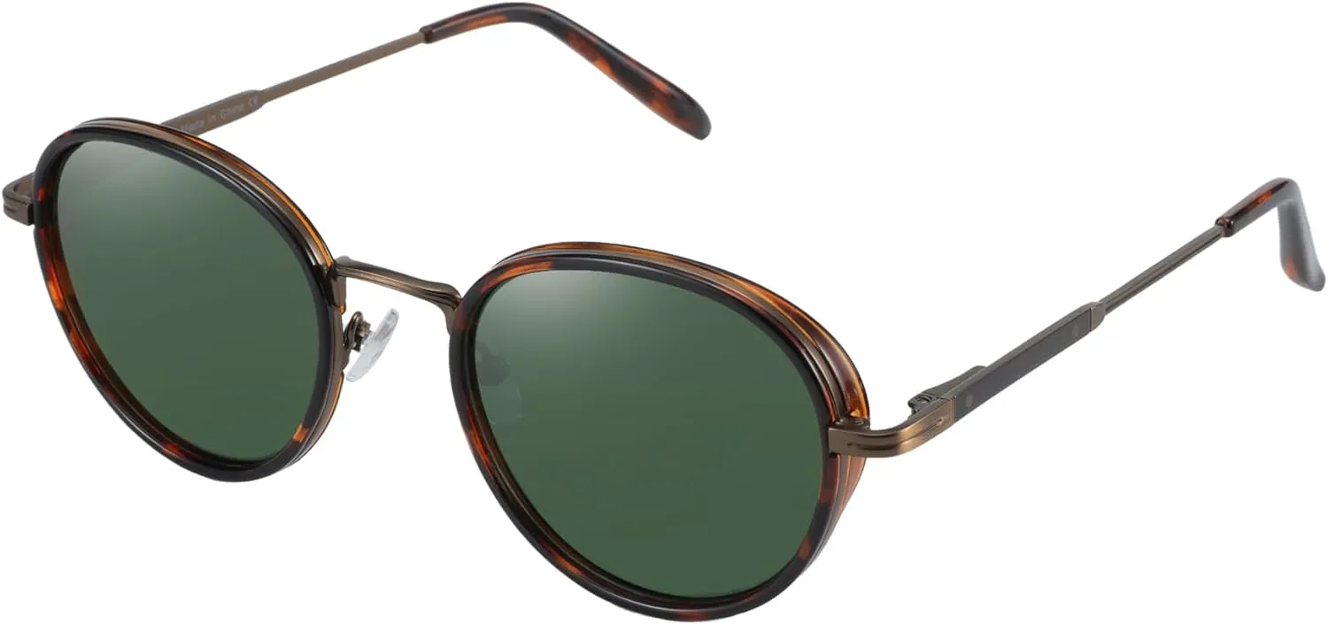 ZENOTTIC Retro Round Polarized Steampunk Sunglasses for Men Women-Circle Vintage Design Metal Frame UV400 Shades