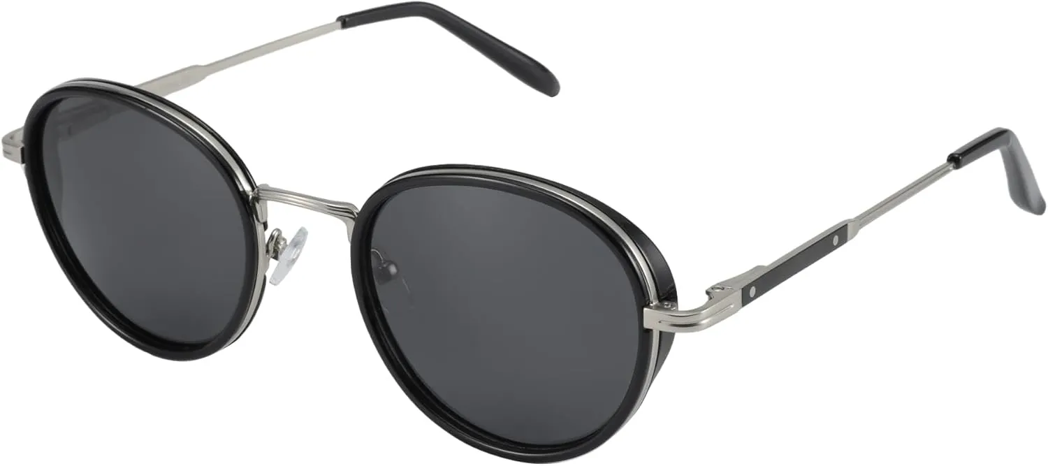 ZENOTTIC Retro Round Polarized Steampunk Sunglasses for Men Women-Circle Vintage Design Metal Frame UV400 Shades