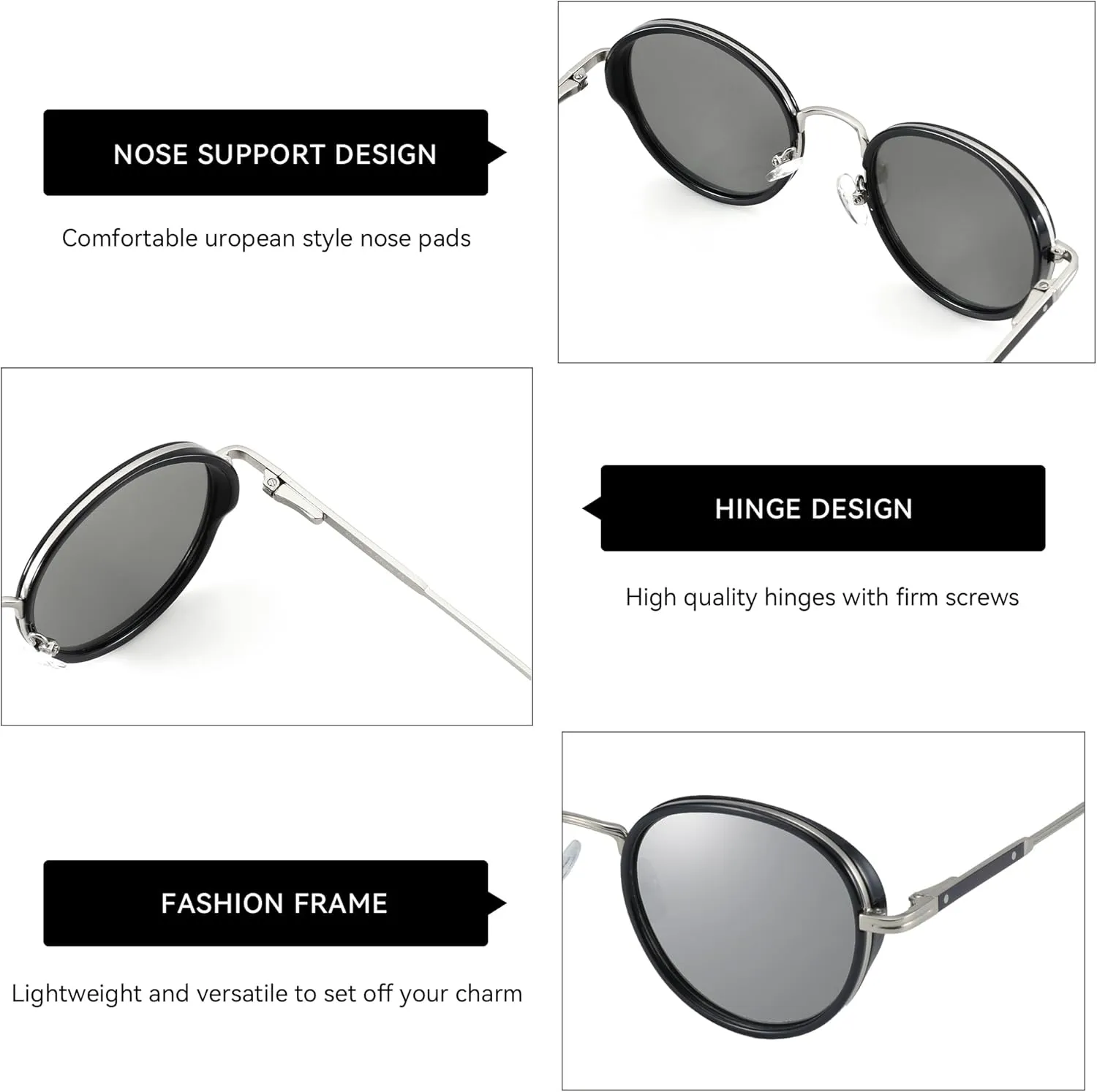 ZENOTTIC Retro Round Polarized Steampunk Sunglasses for Men Women-Circle Vintage Design Metal Frame UV400 Shades