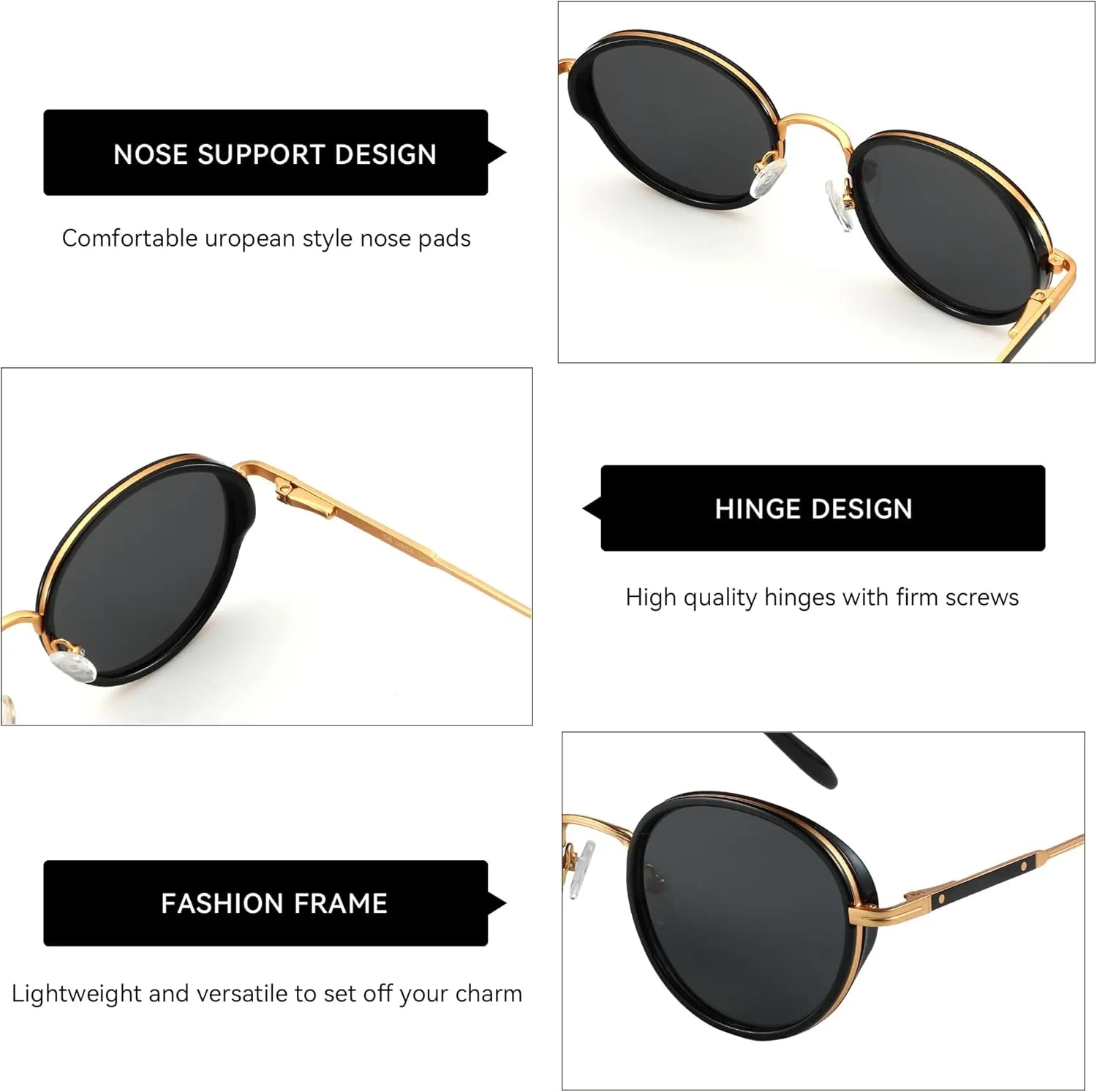 ZENOTTIC Retro Round Polarized Steampunk Sunglasses for Men Women-Circle Vintage Design Metal Frame UV400 Shades