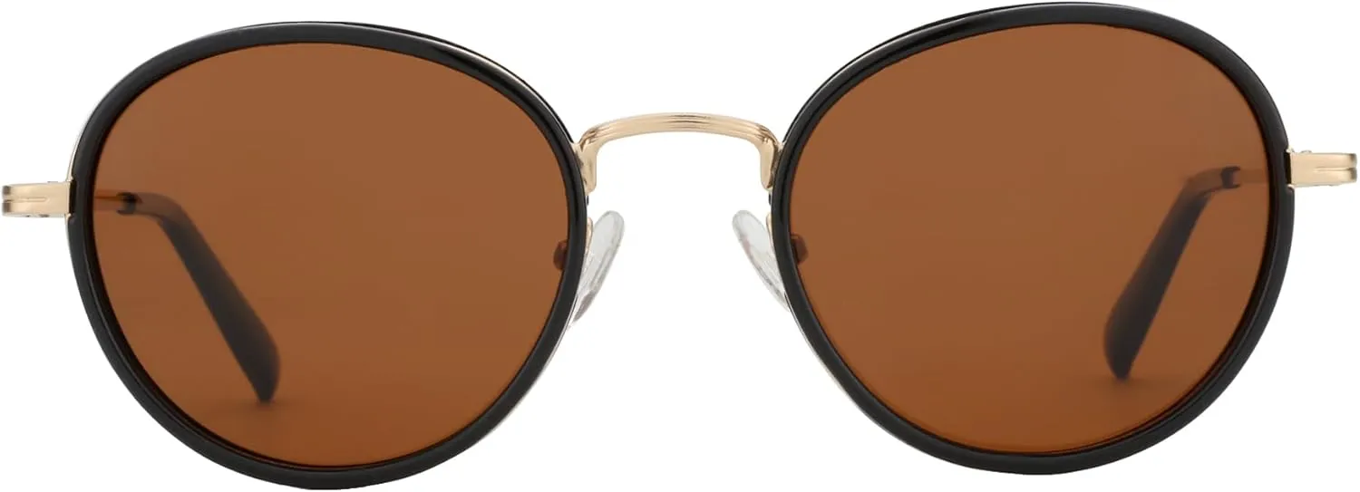 ZENOTTIC Retro Round Polarized Steampunk Sunglasses for Men Women-Circle Vintage Design Metal Frame UV400 Shades