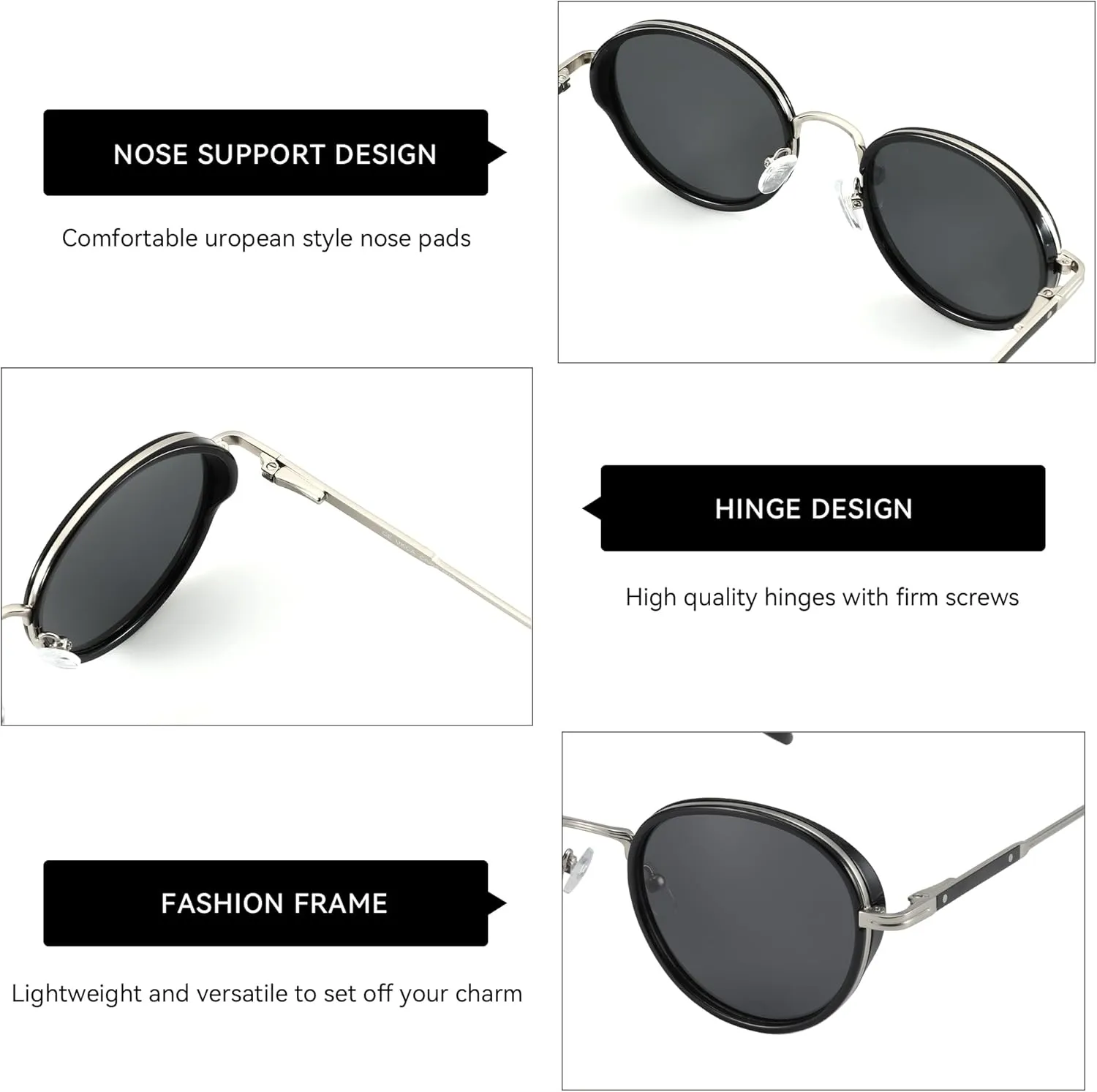 ZENOTTIC Retro Round Polarized Steampunk Sunglasses for Men Women-Circle Vintage Design Metal Frame UV400 Shades