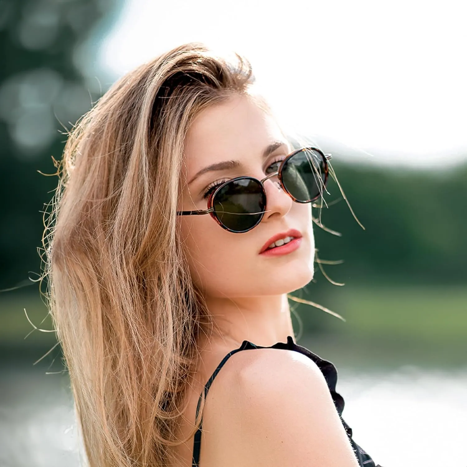 ZENOTTIC Retro Round Polarized Steampunk Sunglasses for Men Women-Circle Vintage Design Metal Frame UV400 Shades