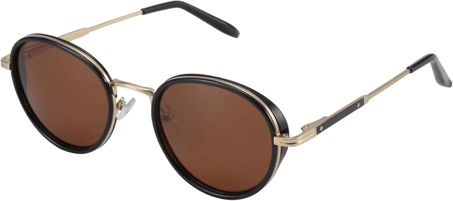 ZENOTTIC Retro Round Polarized Steampunk Sunglasses for Men Women-Circle Vintage Design Metal Frame UV400 Shades