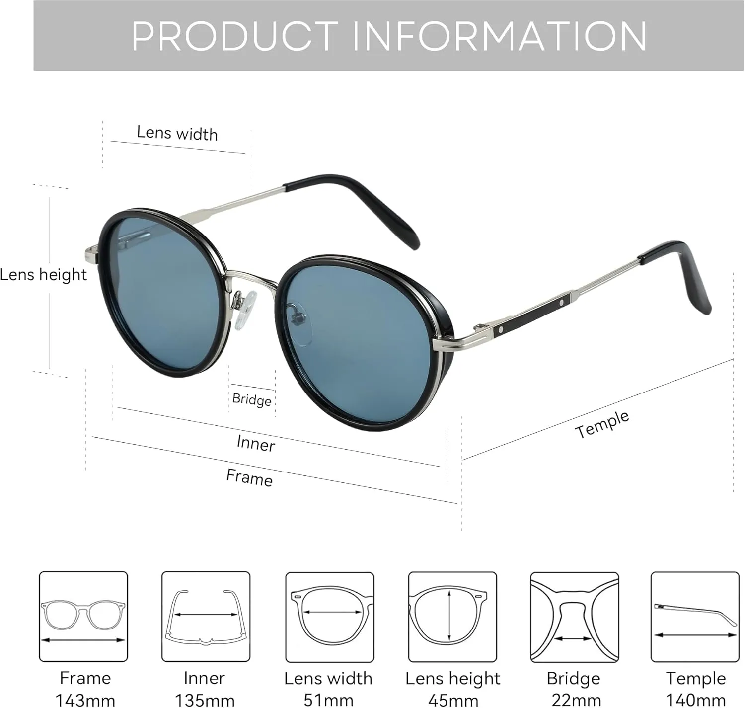 ZENOTTIC Retro Round Polarized Steampunk Sunglasses for Men Women-Circle Vintage Design Metal Frame UV400 Shades