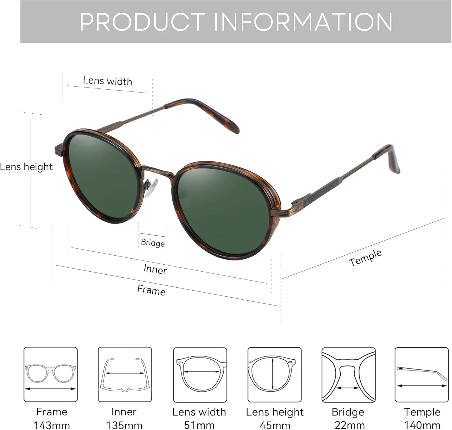 ZENOTTIC Retro Round Polarized Steampunk Sunglasses for Men Women-Circle Vintage Design Metal Frame UV400 Shades